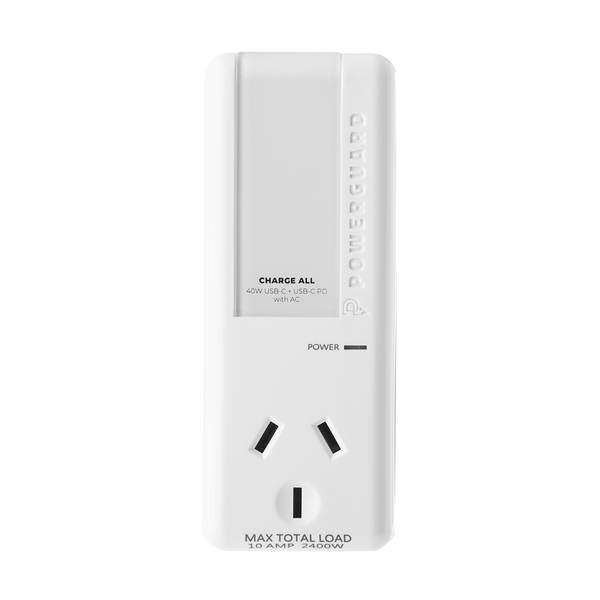Charge Protector - 40W Dual USB-C + Surge Protector